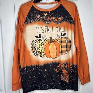 Large It’s Fall Y’all Pumpkin Print Sweatshirt Autumn Graphic Pullover